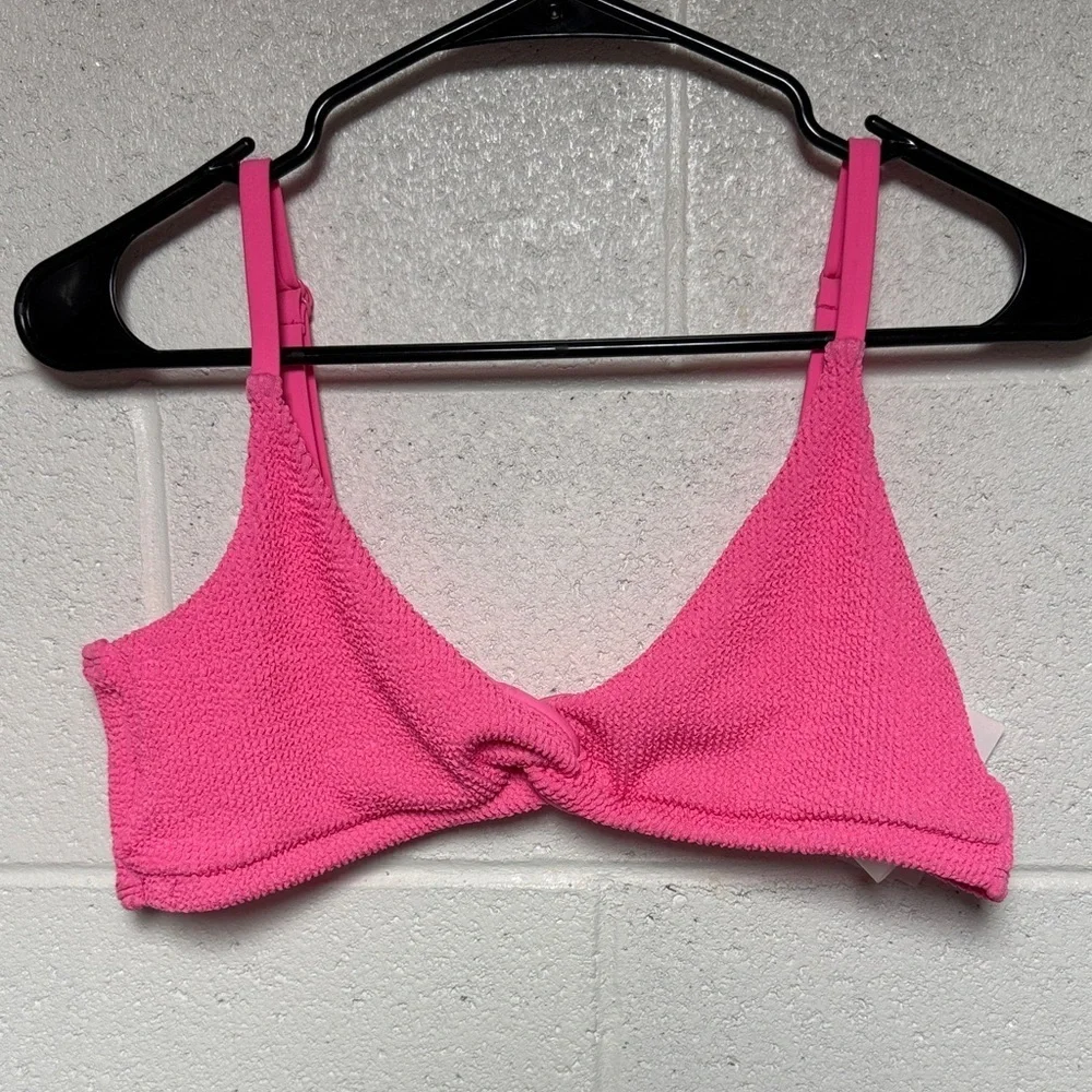 Good American Pink Textured Swim Top